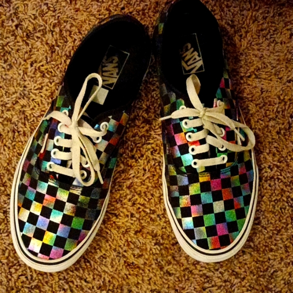 Mens multicolor checkered Vans